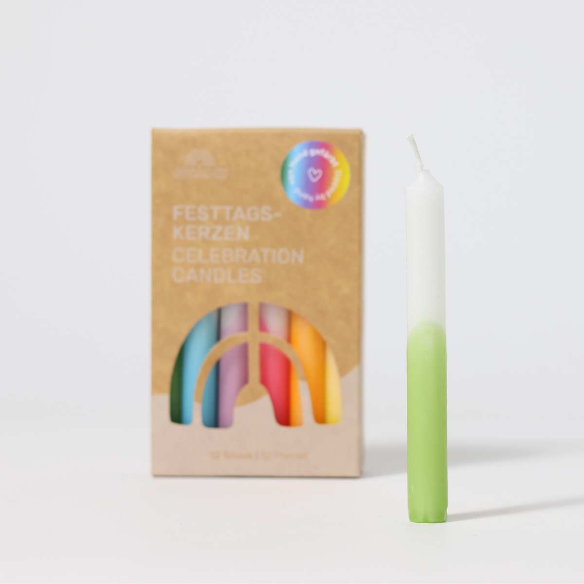 Celebration Candles Dip-Dye Rainbow VE 12 pcs.